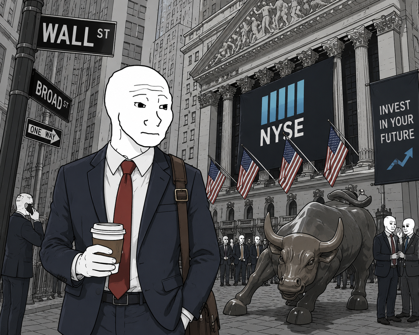 wojak in wall street - a Wojak meme on farm.meme