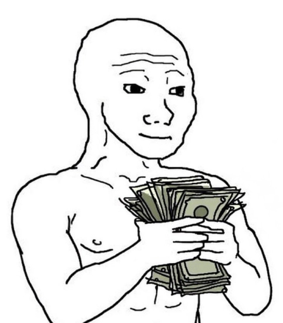 Wojak with cash - a Wojak meme on farm.meme