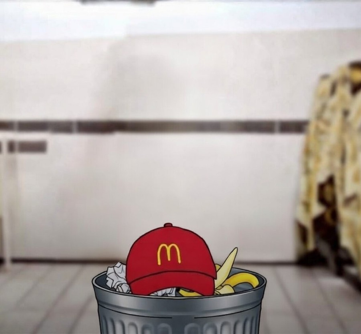 Wagie hat in garbage - a Wojak meme on farm.meme
