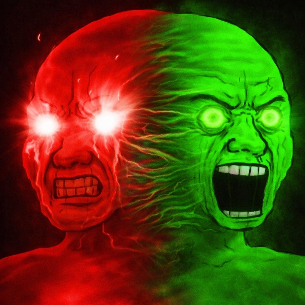 Green and Red dueling Wojaks - a Wojak meme on farm.meme