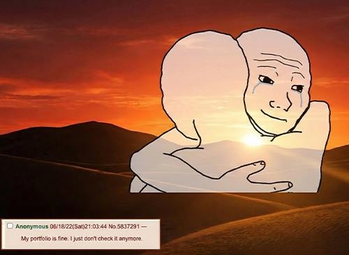 My portfolio is fine - a Wojak meme on farm.meme