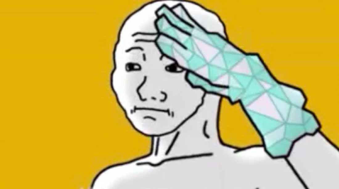 Diamond hands salute - a Wojak meme on farm.meme
