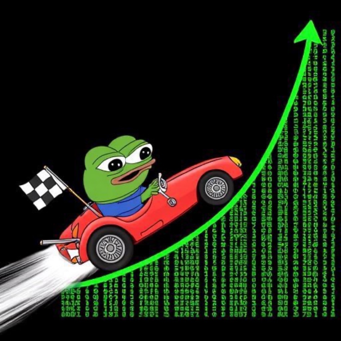Pepe racecar up the chart - a Pepe meme on farm.meme