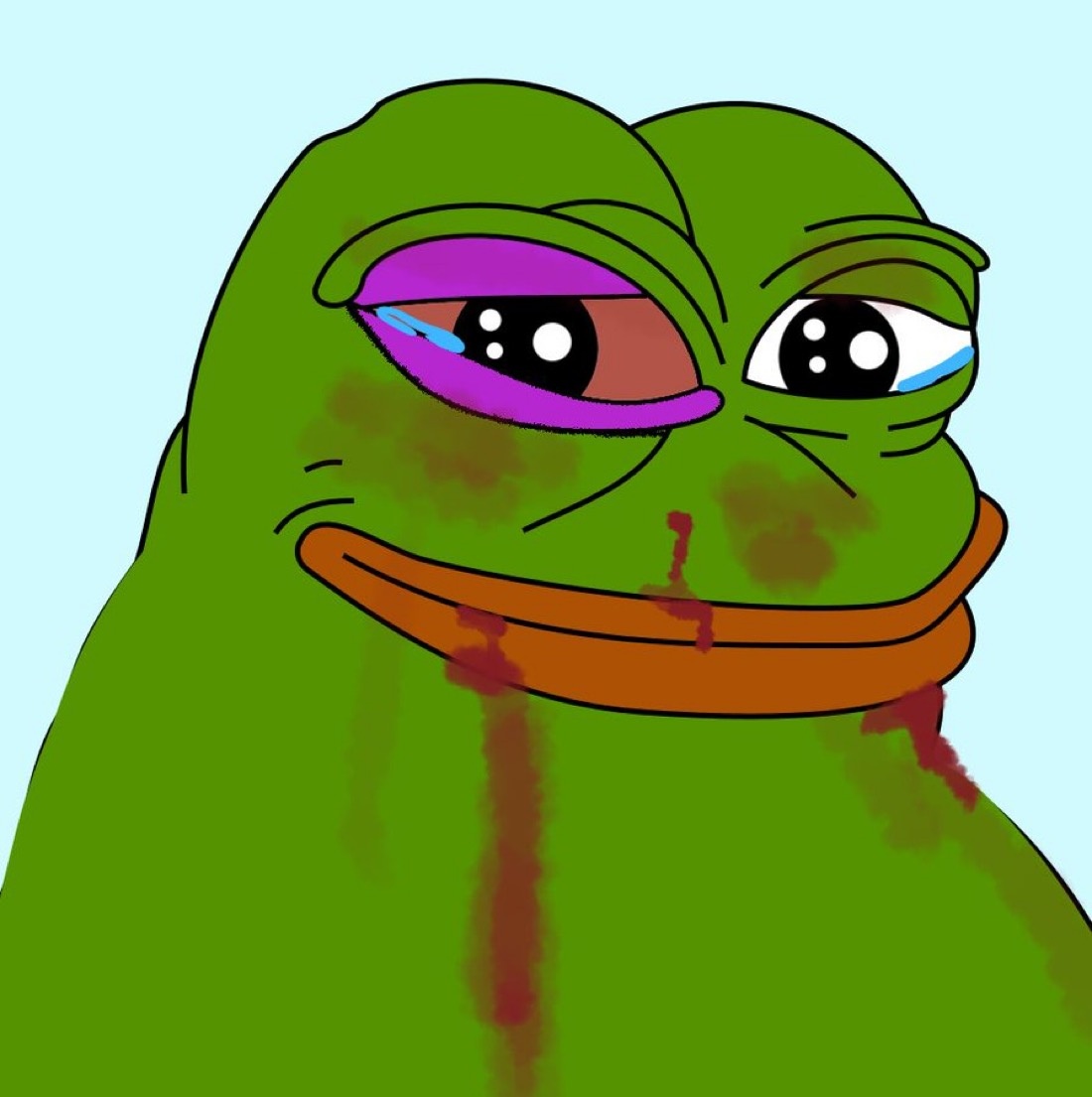 Beaten up Pepe - a Pepe meme on farm.meme