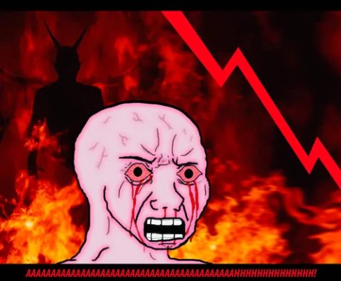 Wojak in the depths of hell with Satan - a Wojak meme on farm.meme