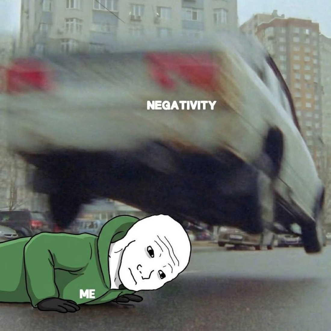 Negativity flies over Wojak - a Wojak meme on farm.meme