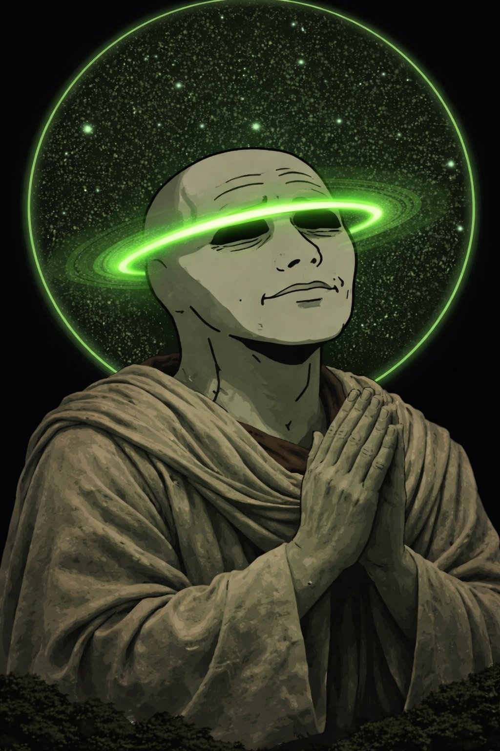 Space Wojak praying - a Wojak meme on farm.meme