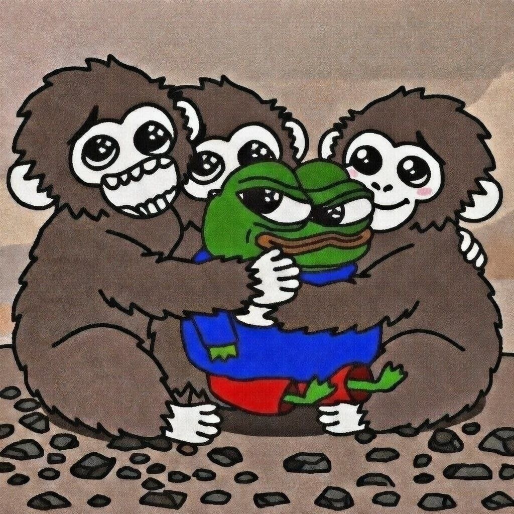 Apu and monkeys hug - a Apu Apustaja meme on farm.meme
