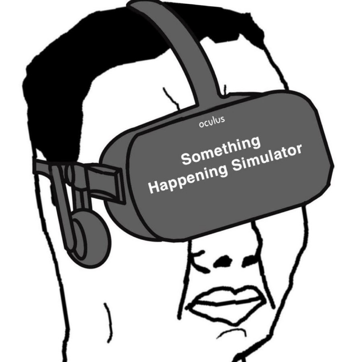 Chud wears the Something Happening Simulator - a Chud meme on farm.meme