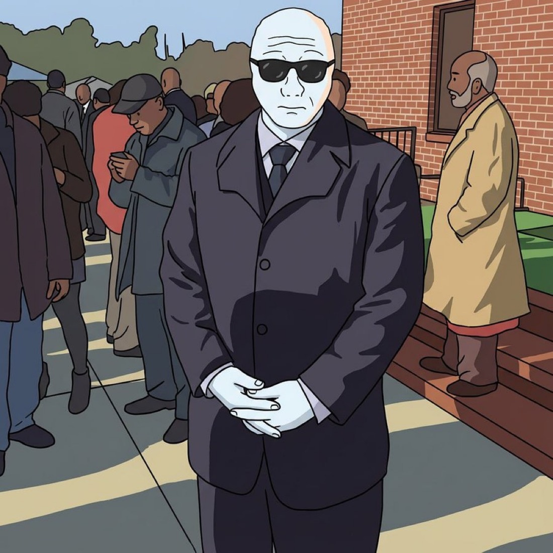 Agent Wojak in a crowd - a Wojak meme on farm.meme
