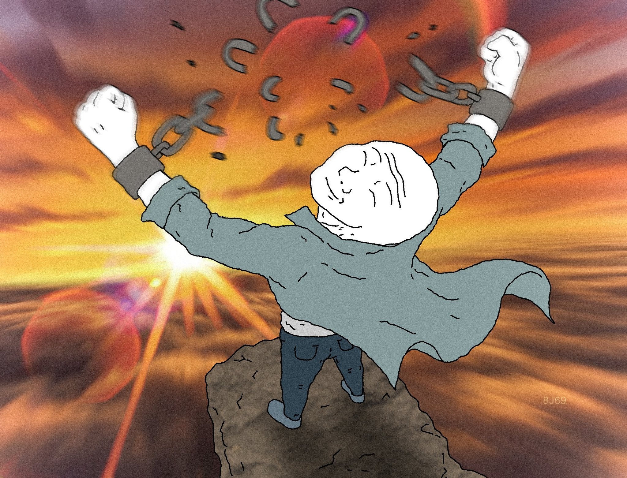 Wojak breaks free of the chains - a Wojak meme on farm.meme