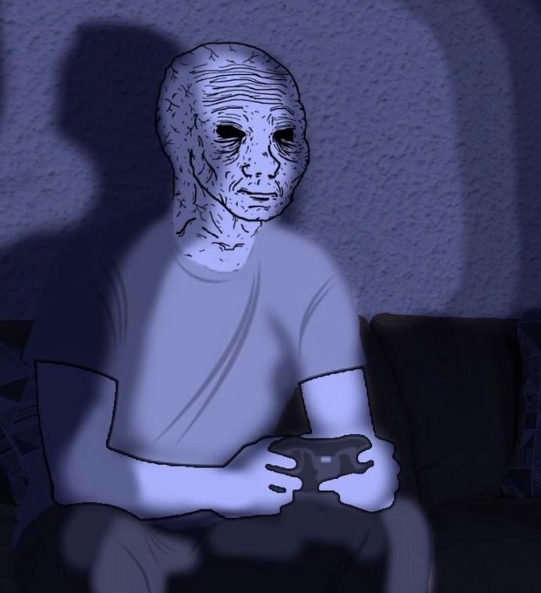 Withered doomer Wojak gaming - a Wojak meme on farm.meme