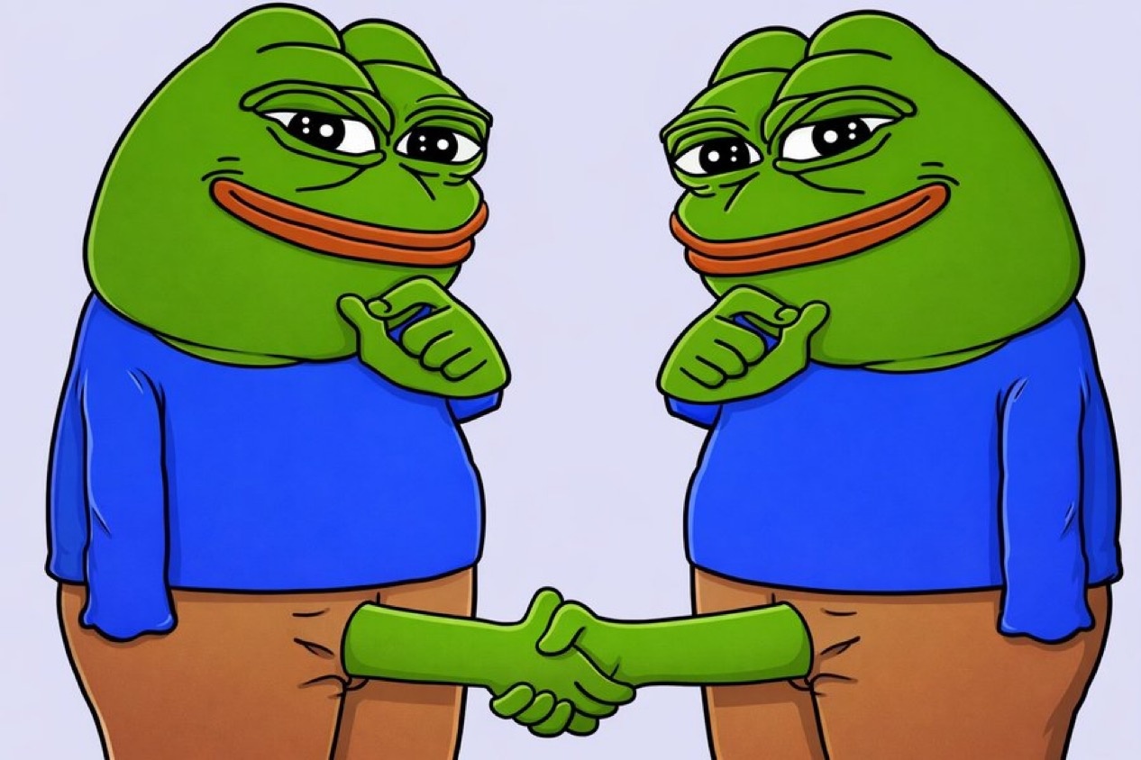 Pepe handshake - a Pepe meme on farm.meme