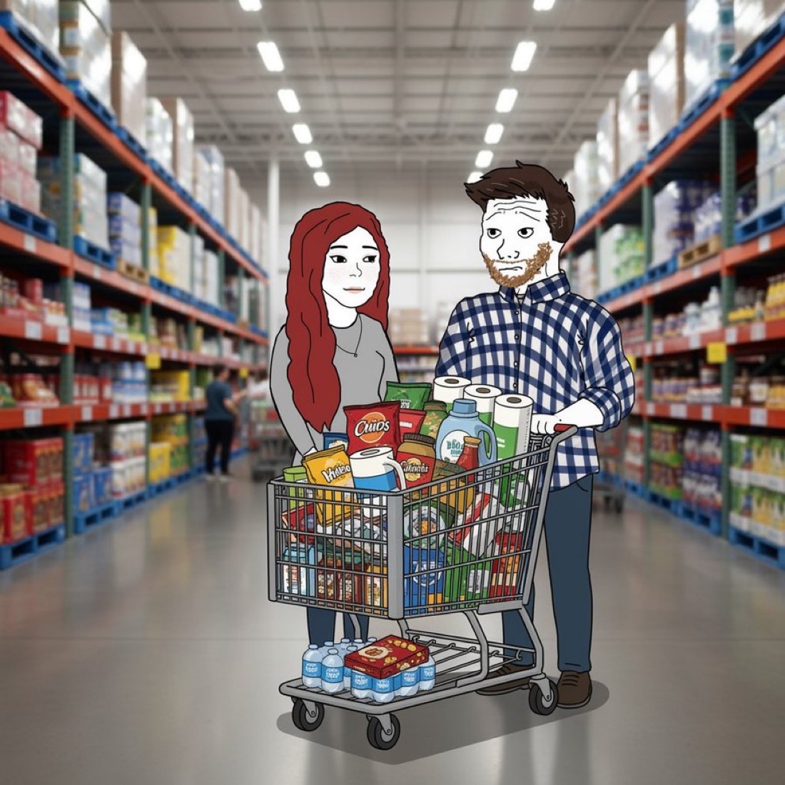 Wifejak and Husbandjak grocery shopping - a Wifejak meme on farm.meme