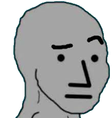 NPC with eyes raised - a NPC meme on farm.meme