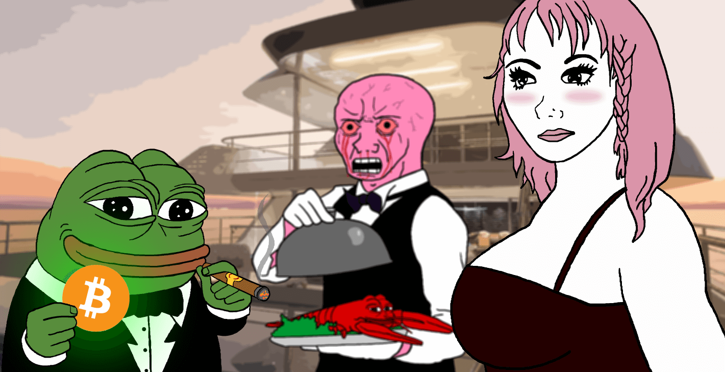 Buy Bitcoin to escape the permanent underclass - a Pepe meme on farm.meme