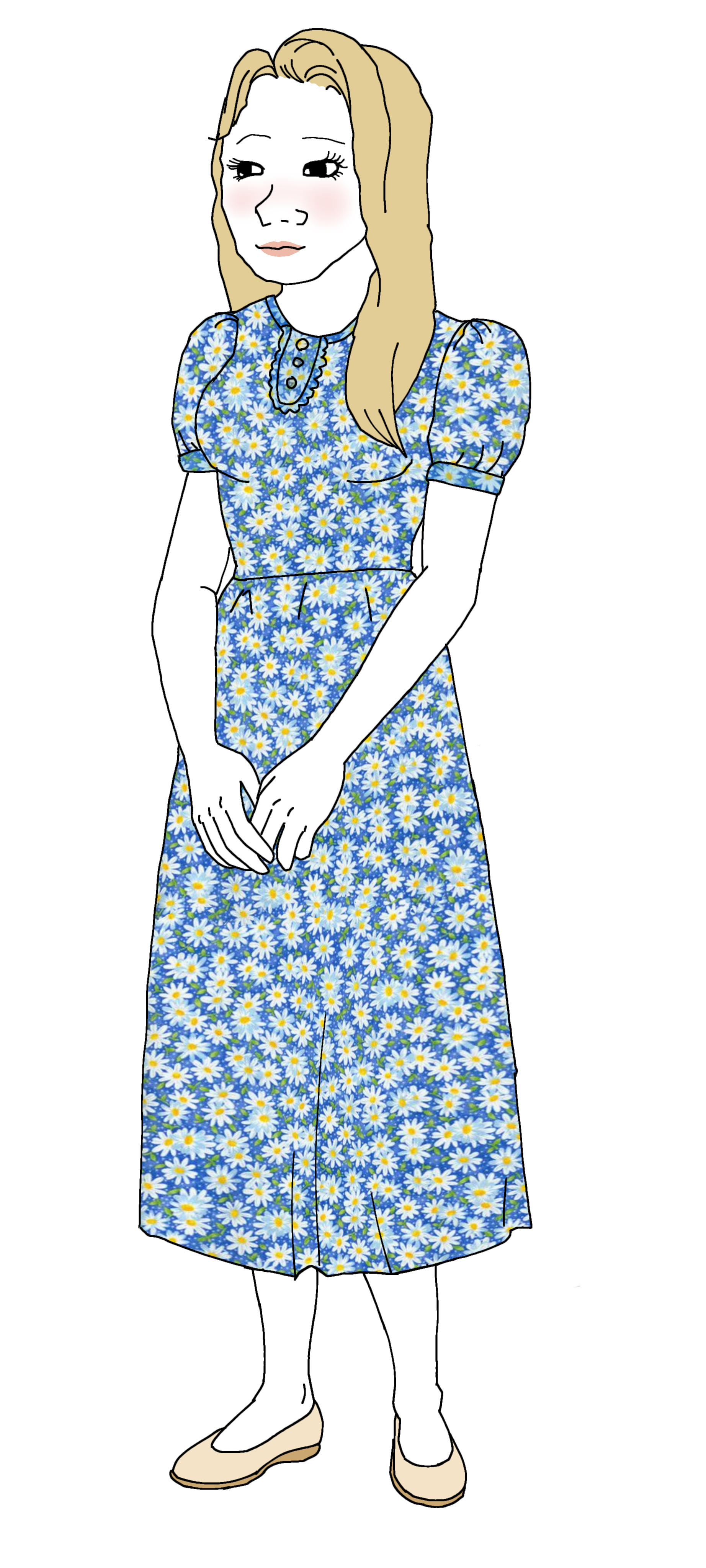 Full body Tradwife holding her hands - a Tradwife meme on farm.meme