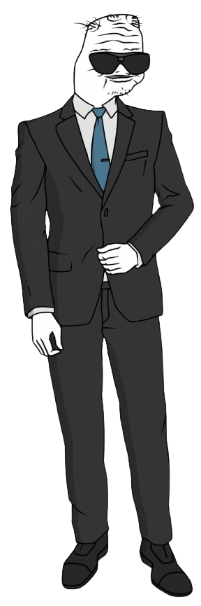 Full body Boomer in suit - a Boomer meme on farm.meme