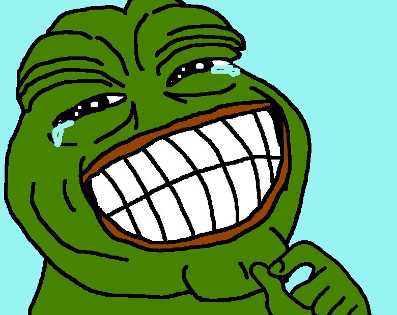 Laughing hysterical Pepe - a Pepe meme on farm.meme