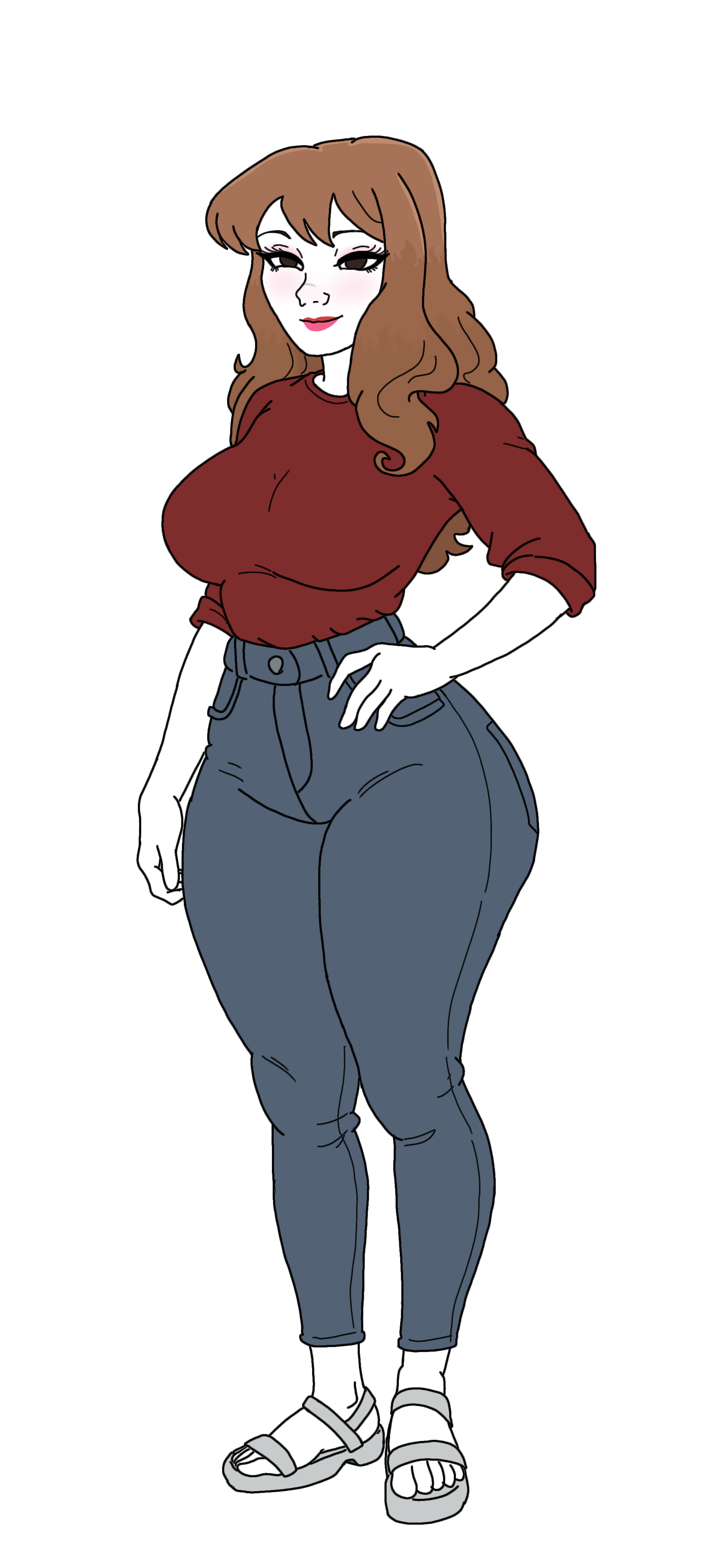 Curvy brown hair mommy - a Tradwife meme on farm.meme