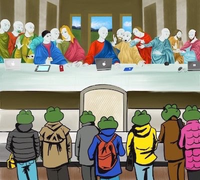 Last Supper Tech Wojaks with Pepe students admiring - a Pepe meme on farm.meme