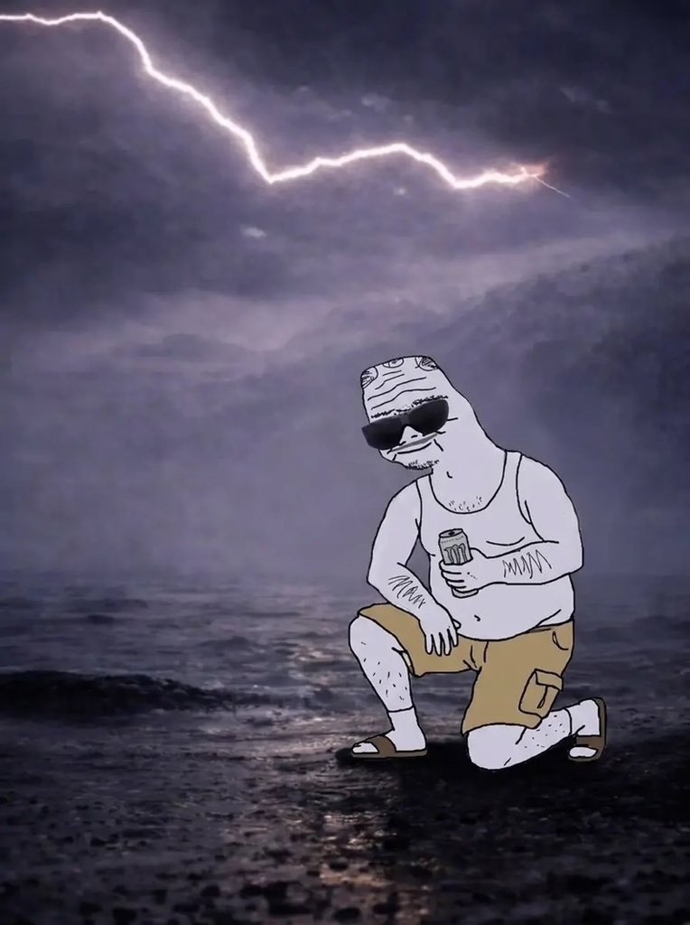 Boomer Kneeling in the Storm - a Boomer meme on farm.meme