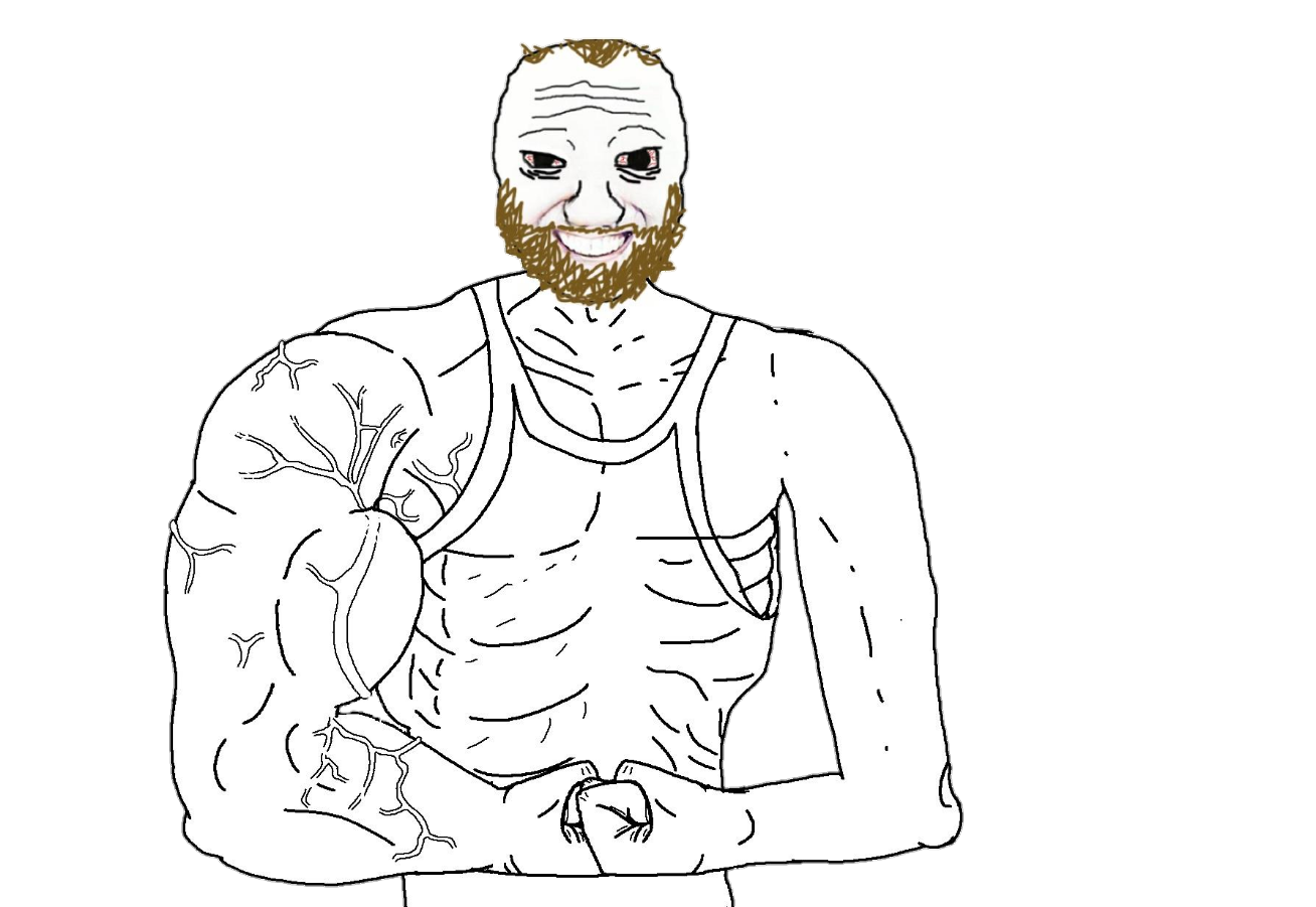 Full body Coomer with a giant arm - a Coomer meme on farm.meme