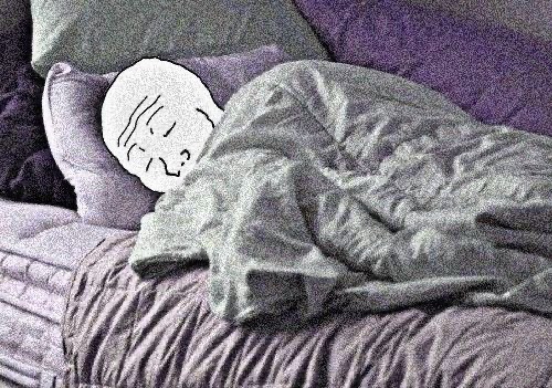 Sleeping comfy Wojak in bed - a Wojak meme on farm.meme