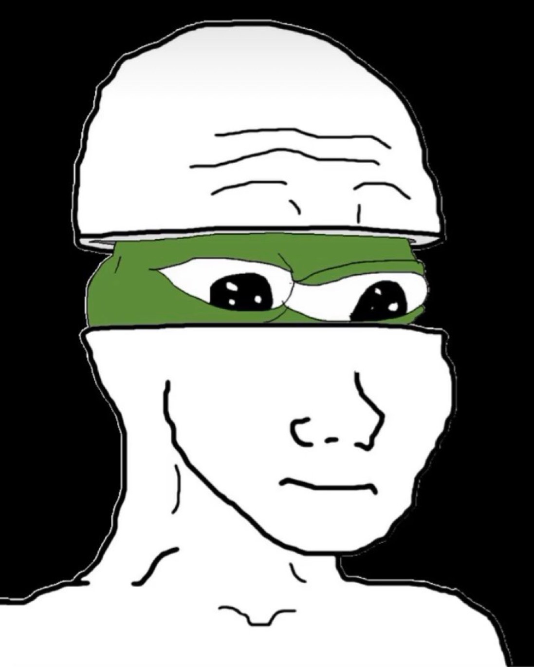 Pepe inside Wojak’s head - a Wojak meme on farm.meme