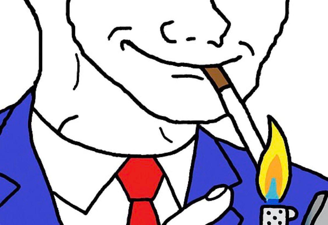 Business Wojak lights a cigarette - a Wojak meme on farm.meme