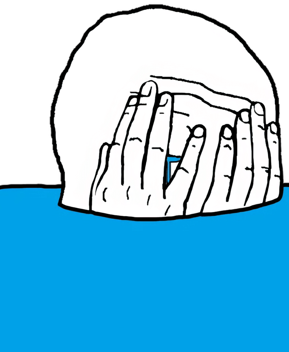 Underwater Wojak puts hands over his eyes - a Wojak meme on farm.meme