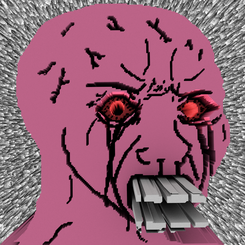 Glitchy pink seething static Wojak - a Wojak meme on farm.meme