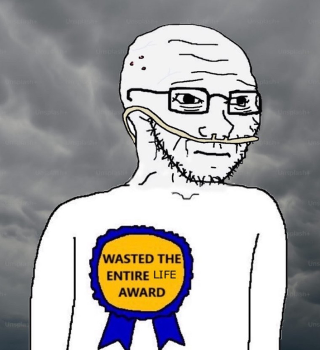 Wasted the entire life award soyjak - a Soyjak meme on farm.meme