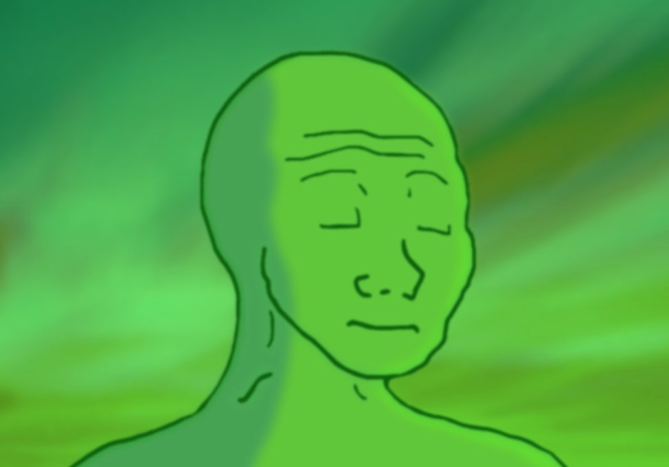 Green euphoric Wojak - a Wojak meme on farm.meme