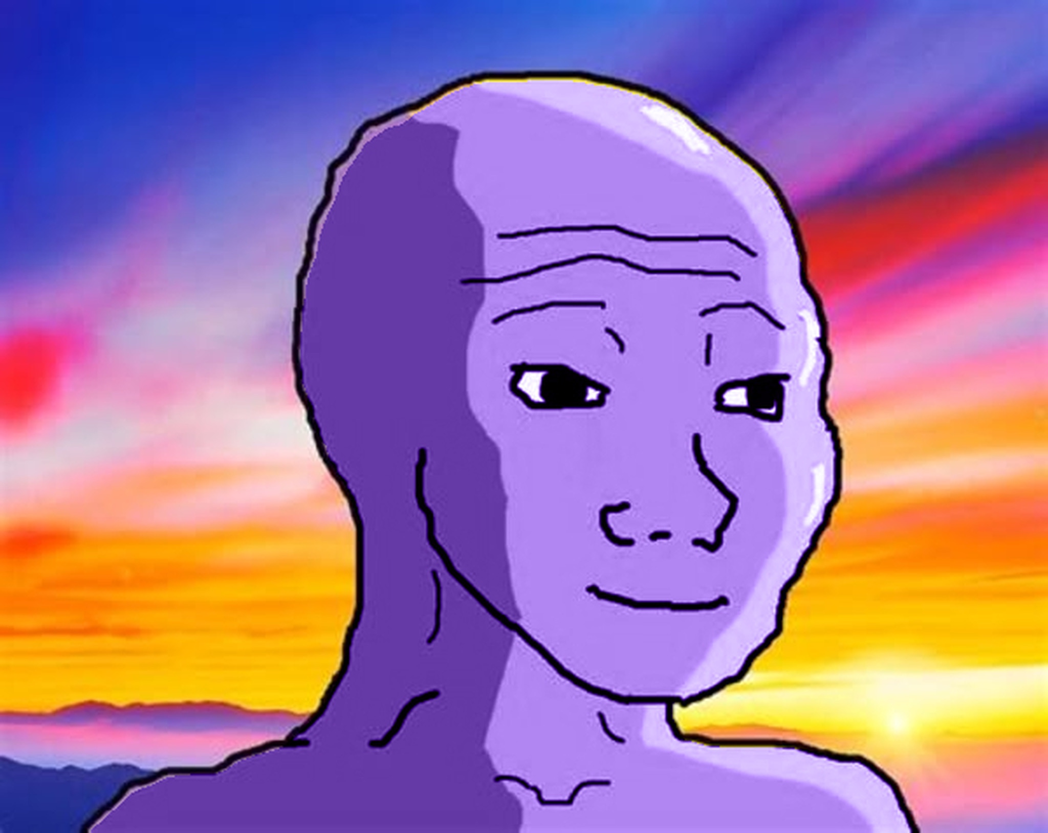 Purple euphoric Wojak - a Wojak meme on farm.meme