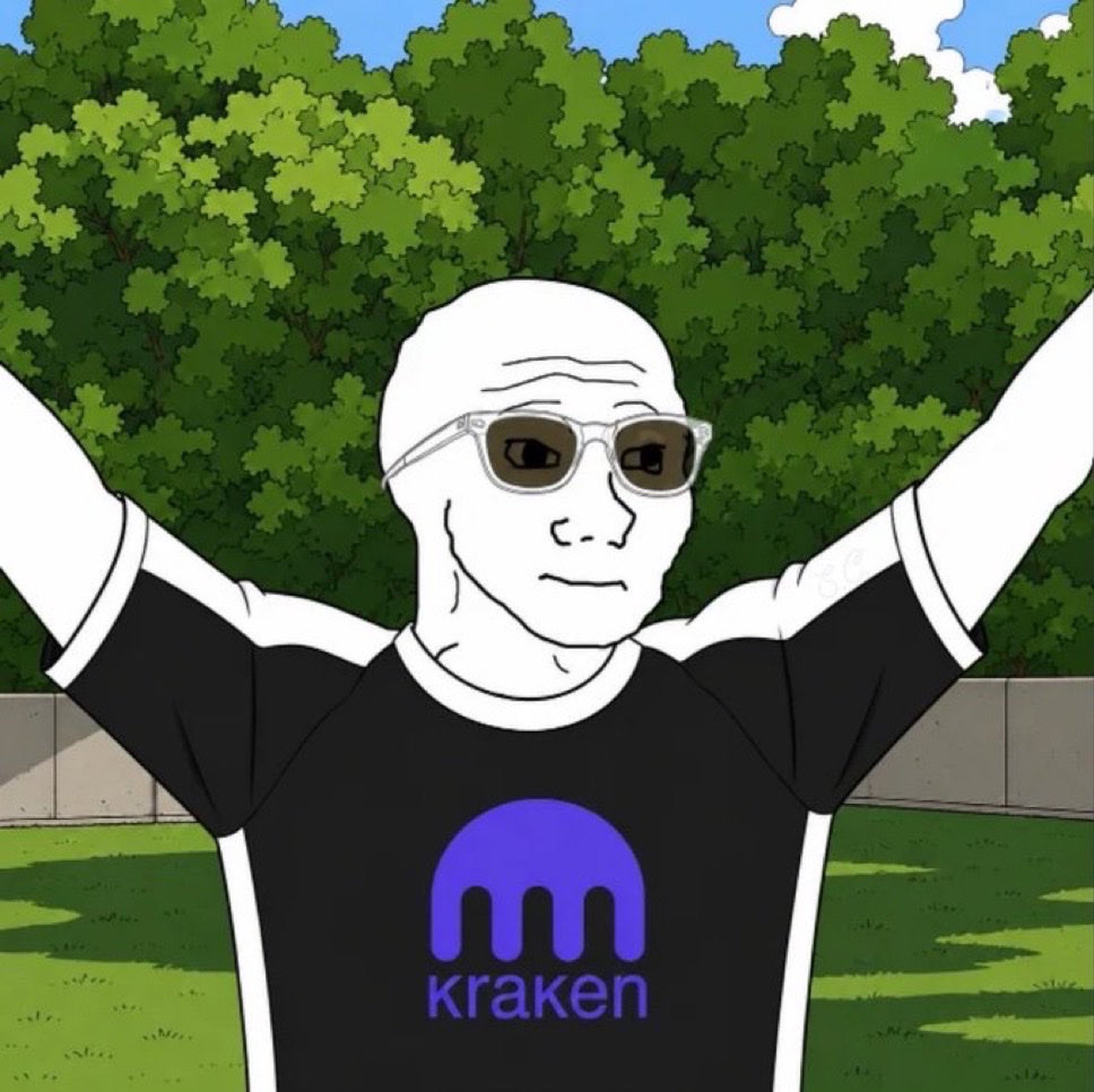 Wojak in a Kraken tshirt - a Wojak meme on farm.meme