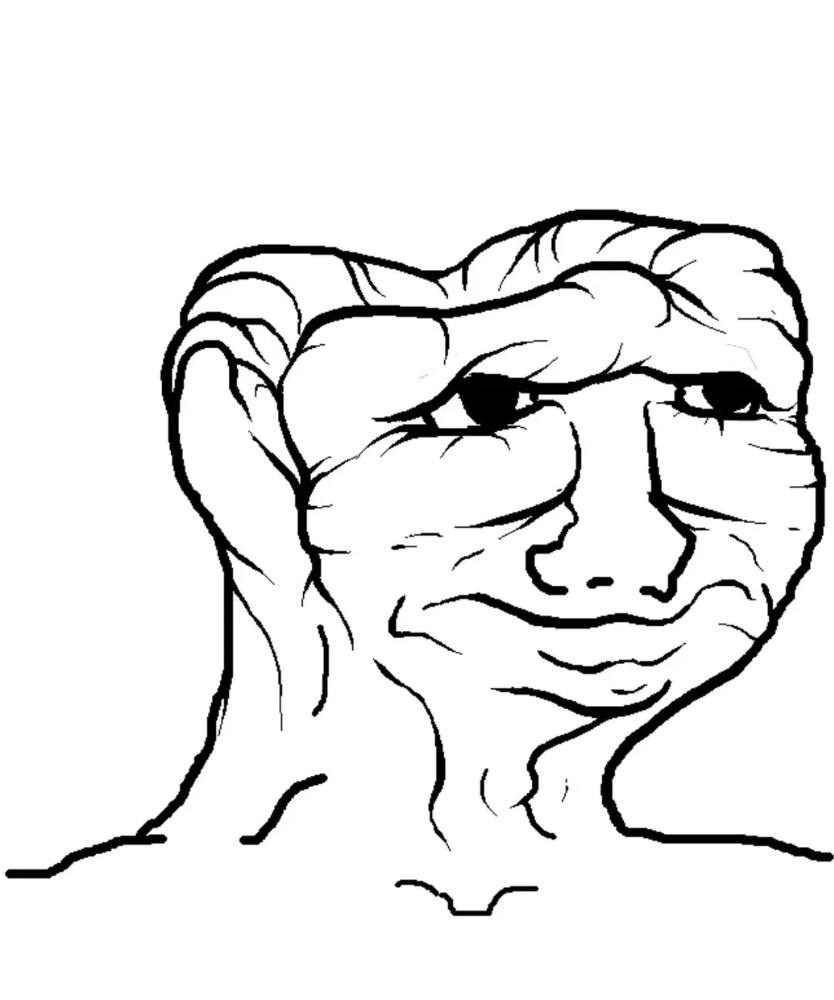Wojak with a squished face - a Wojak meme on farm.meme